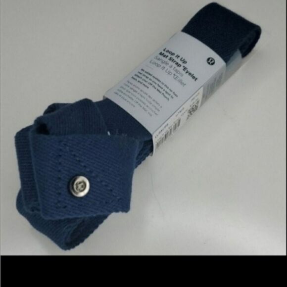 NEW LULULEMON blue silver ADJUSTABLE YOGA MAT CARRYING STRAP YOGI NWT - Picture 3 of 4